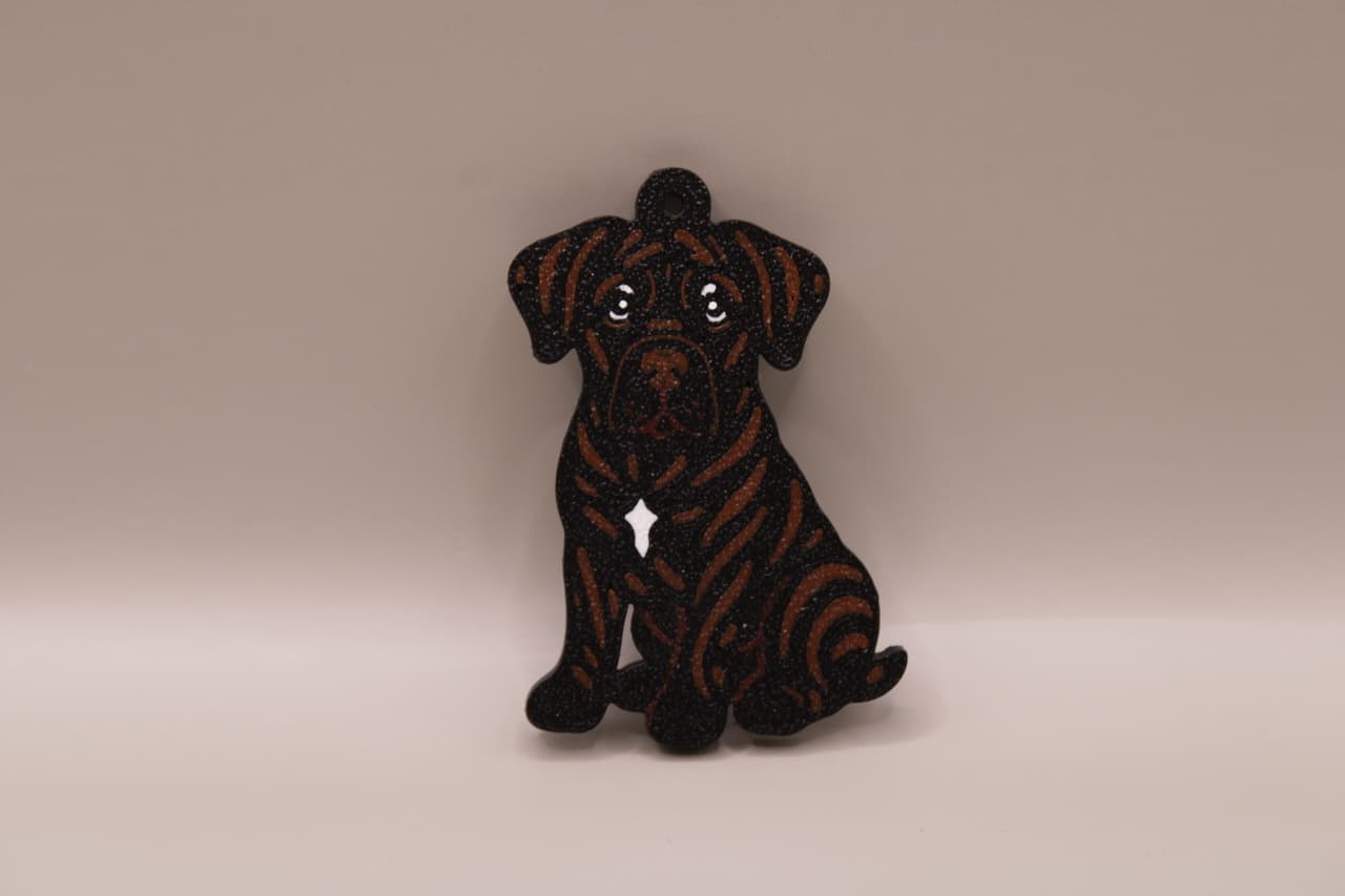 brelok z psem cane corso w prazki