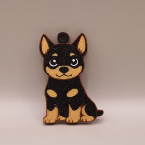 brelok z psem doberman czarny